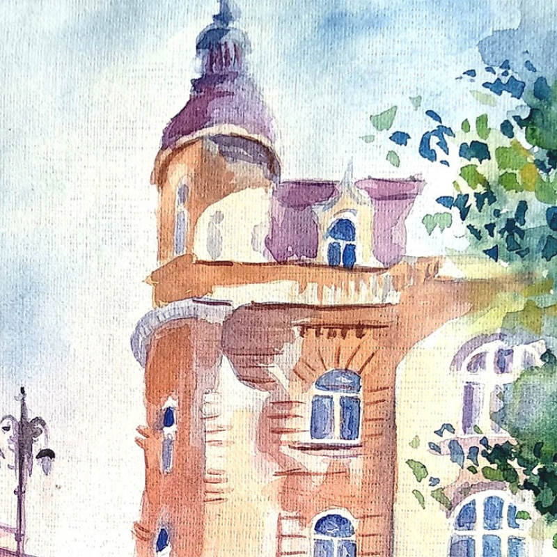 Акварель "Родными улочками"  30х20 художник Инесса Сацута