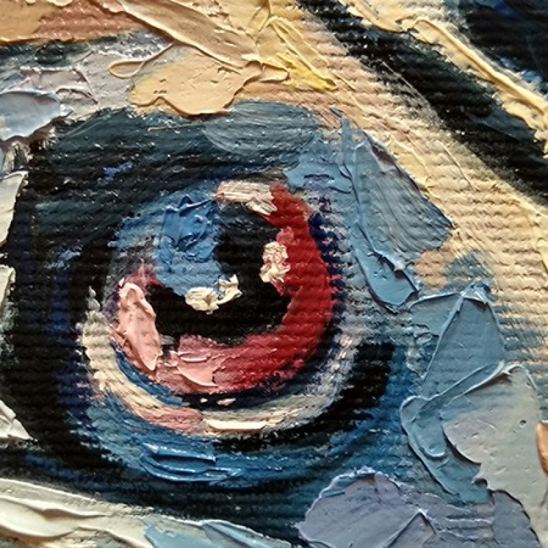 Карина маслом с собакой «Я соскучился» 20 х 30 см художник Инесса Сацута