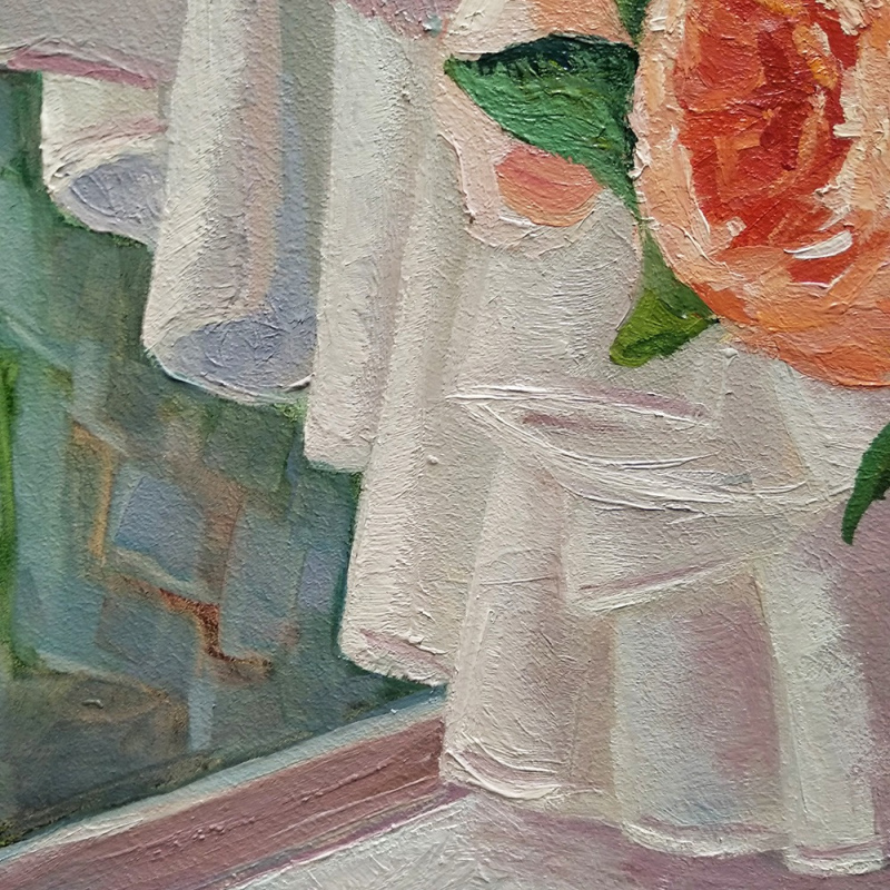 Картина маслом. «Пионы у окна» (25х35) художник Инесса Сацута